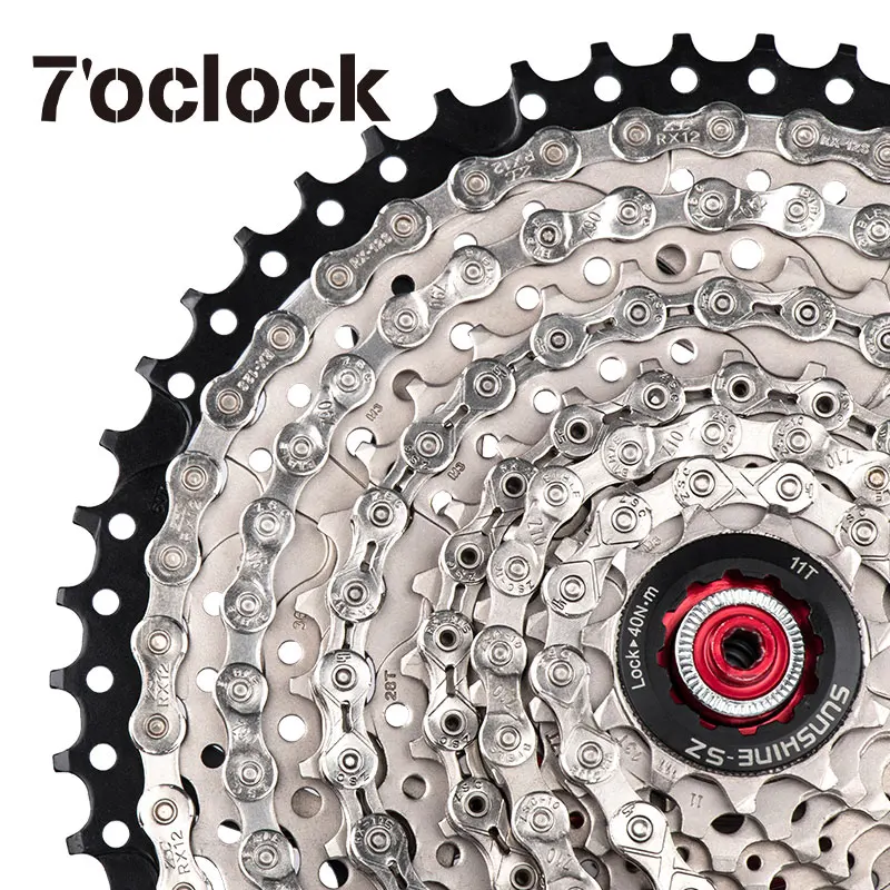 

7'OCLOCK Ultralight Bike Chain 8/9/10/11/12 Speed 116L Bike Chain Durable With Connector MTB High Strength Steel Bicycle Part
