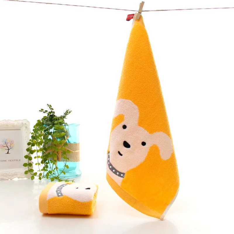 Cotton Twistless Yarn-dyed 34*34 Puppy Head Cartoon Hook Kindergarten Children's Towel | Дом и сад