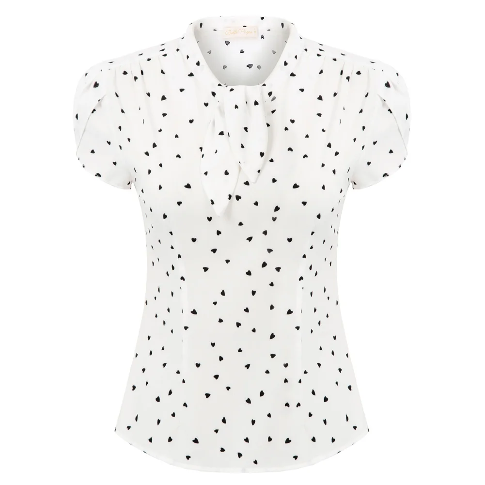 Женская винтажная блузка с коротким рукавом Belle Poque повседневная облегающая