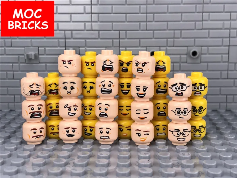 Набор кубики MOC для мальчиков и девочек выражение лица фигурка голова сделай сам