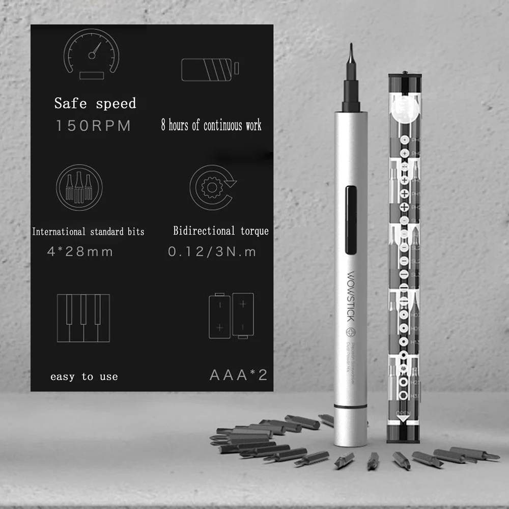 Wowstick 1fs 1p Электрический Крутящий момент 0,3 N. m Мини электрическая отвертка 18 шт. бит для умного дома наборы