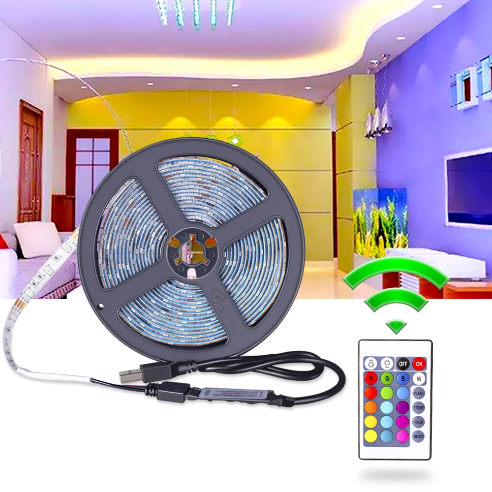 

USB LED strip RGB infrared control SMD2835 DC5V 1M 2M 3M 4M 5M flexible light with diode desktop screen TV background lighting