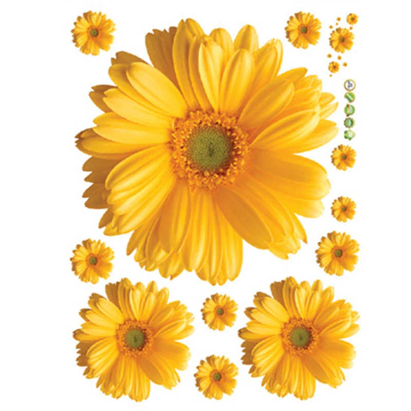 Цветы наклейки на стену рукоделие Съемный ПВХ Желтый Красный Розовый для декора