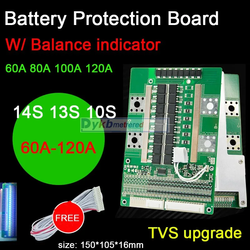 DYKB 14S 13S 10S 36V 48V литий ионная Lipo литиевая батарея Защитная плата BMS 60A 80A 100A 120A