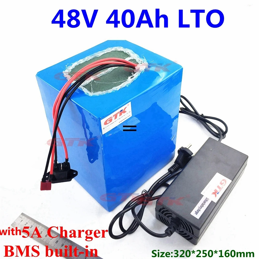 with pvc case Водонепроницаемый литиевый титановый аккумулятор LTO 48V 40Ah для моторной домашней солнечной панели RV camping caravan солнечная система golf cart+ 5A зарядное устройство - Цвет: with pvc case