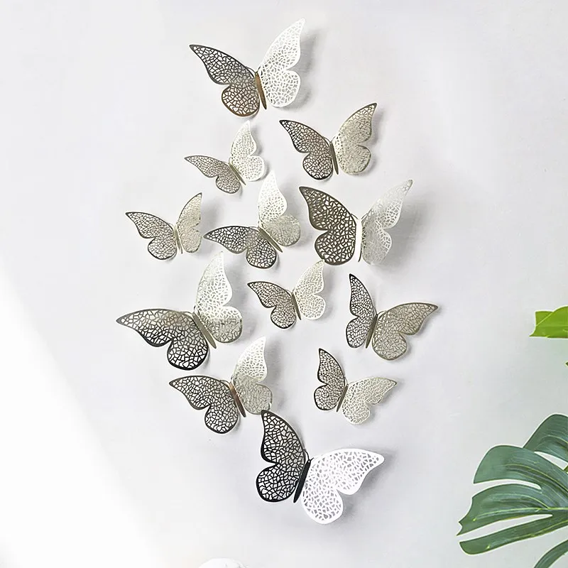 

12PCS/Set 3D Wall Stickers Butterfly Wall Stickers Hollow Butterfly For Kids Rooms Home Wall Decor Fridge Stickers Decoration