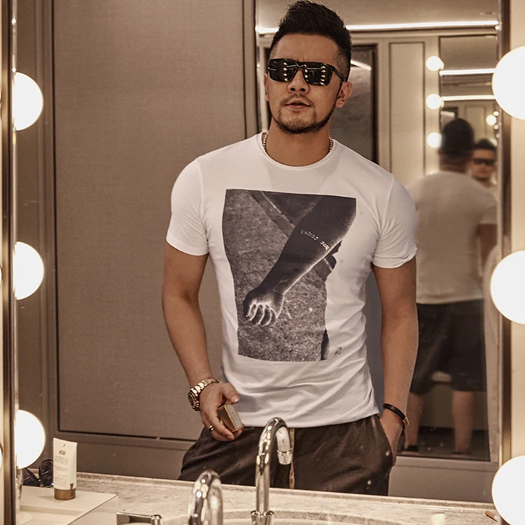 Смешанные мужские футболки Мужская Harajuku забавная футболка с рисунком хип-хоп 100%