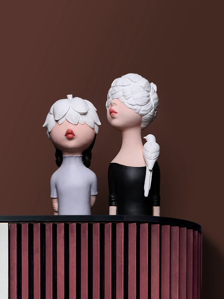 Современные милые статуи из смолы для девушек украшения интерьер гостиной