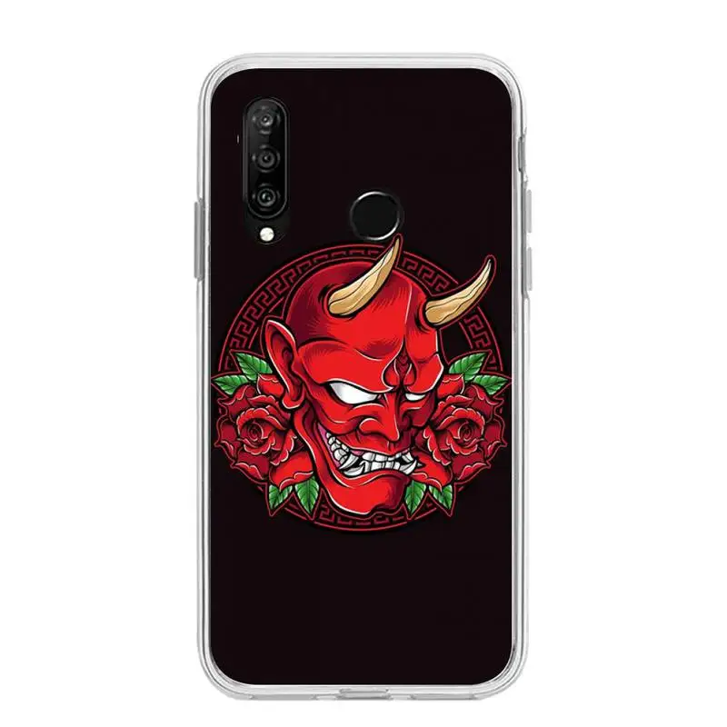 Чехол Samurai Oni для телефона Huawei P20 P40 Lite P30 Pro P Smart 2019 Nova 3e 6 Se силиконовый прозрачный