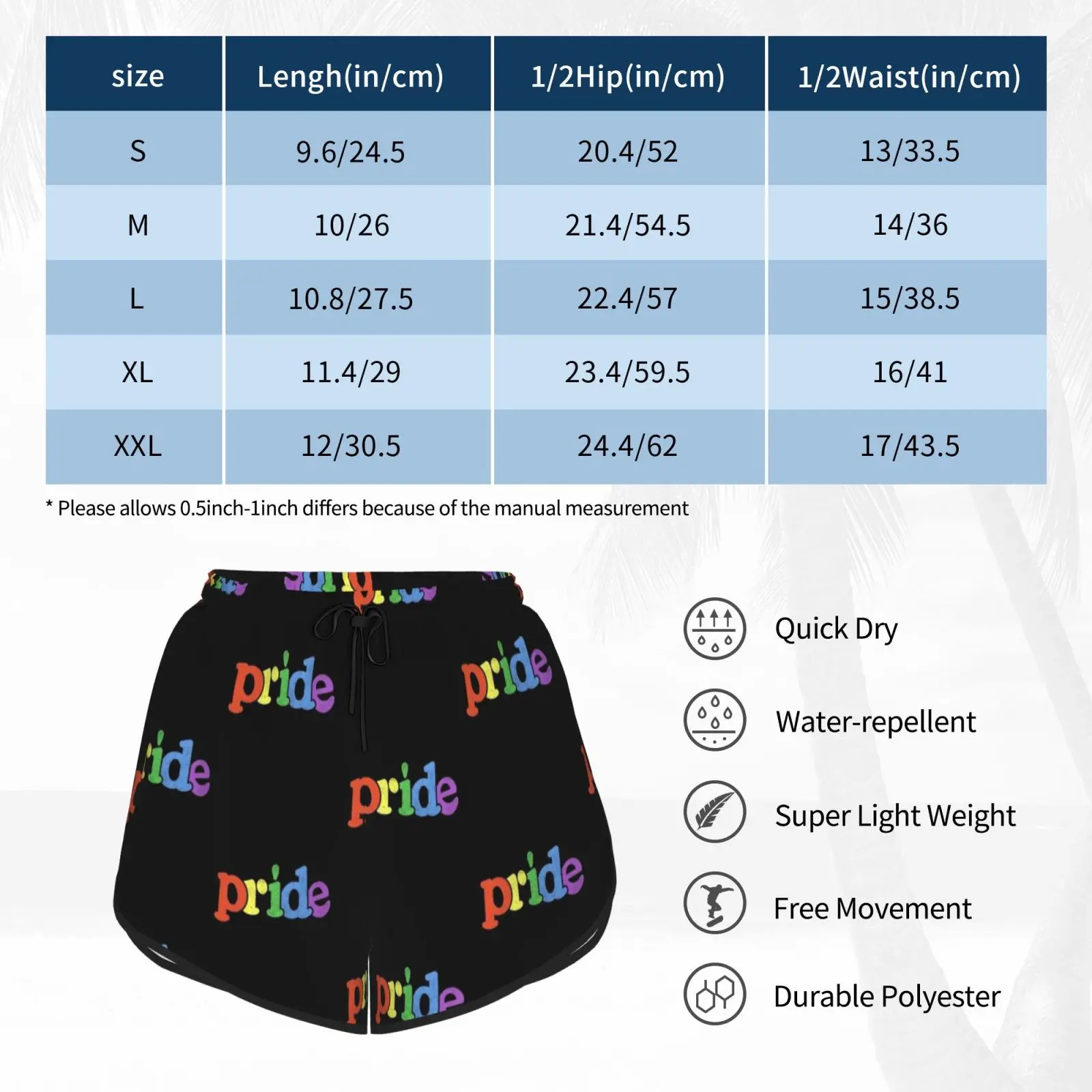 

Pride Retro Pride Swim Shorts Women Beach Shorts Pride Flag Queer Retro Rainbow Vintage Distressed