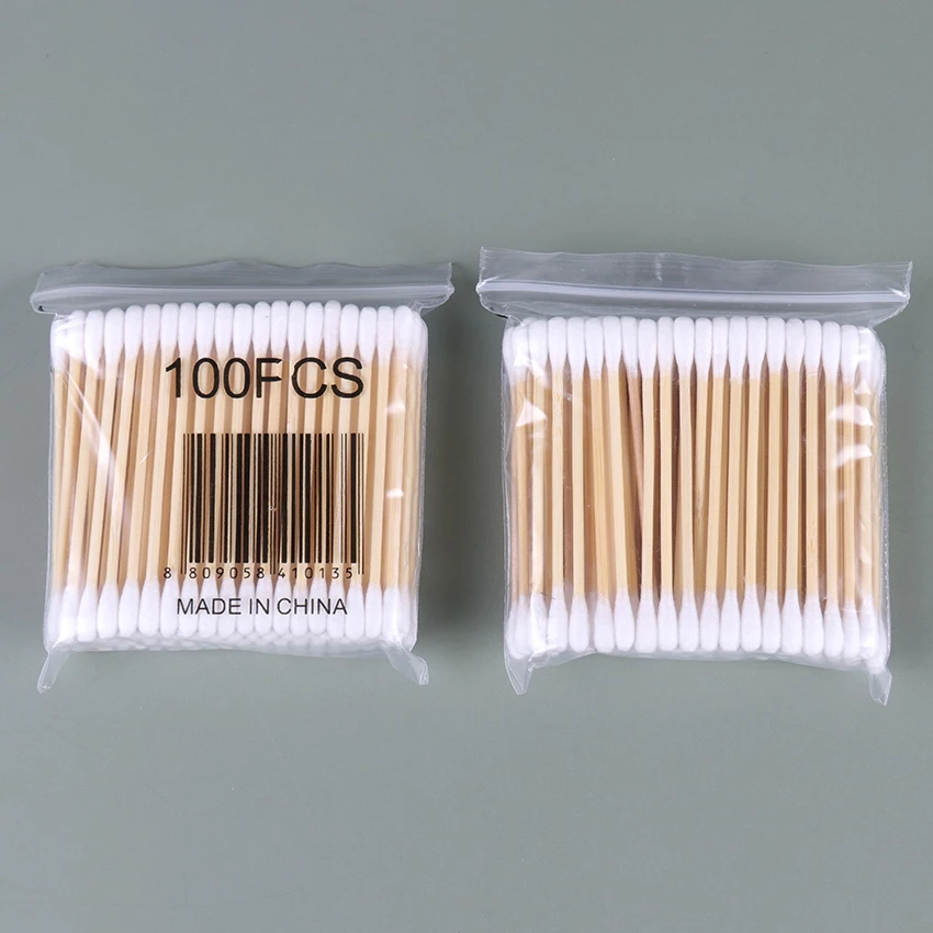 

100PCS/Pack Double Head Cotton Swabs Women Makeup Cleaning Cotton Swab Wooden Wadded Sticks Nose Ears Cleaning Tools