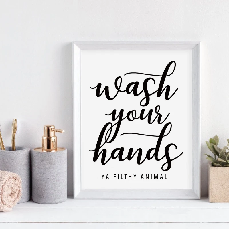 

Wash Your Hands You Filthy Nordic Posters Wall Art Canvas Poster Print Funny Bathroom Quotes Modern Home Decoration Picture