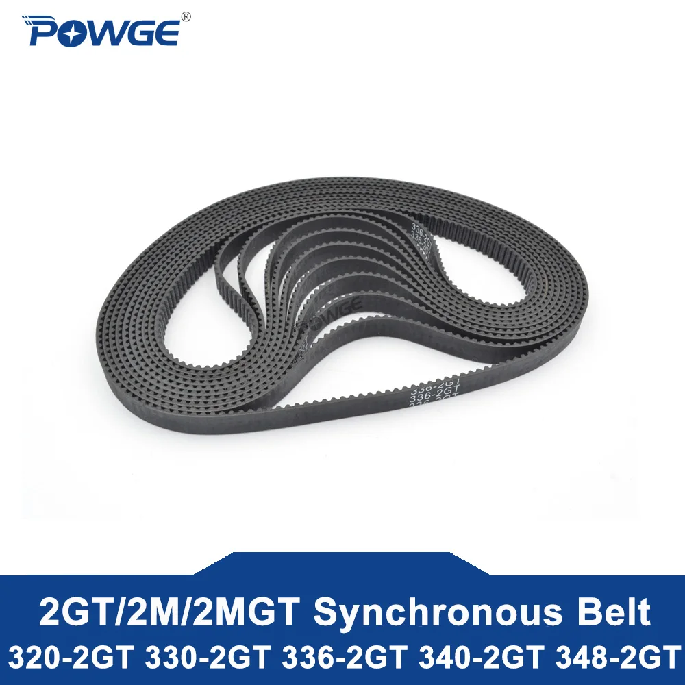 POWGE 2MGT 2 м 2GT синхронный ремень ГРМ длина шага 320/330/336/340/348 Ширина 3/6/9/15 мм зубов 160 165