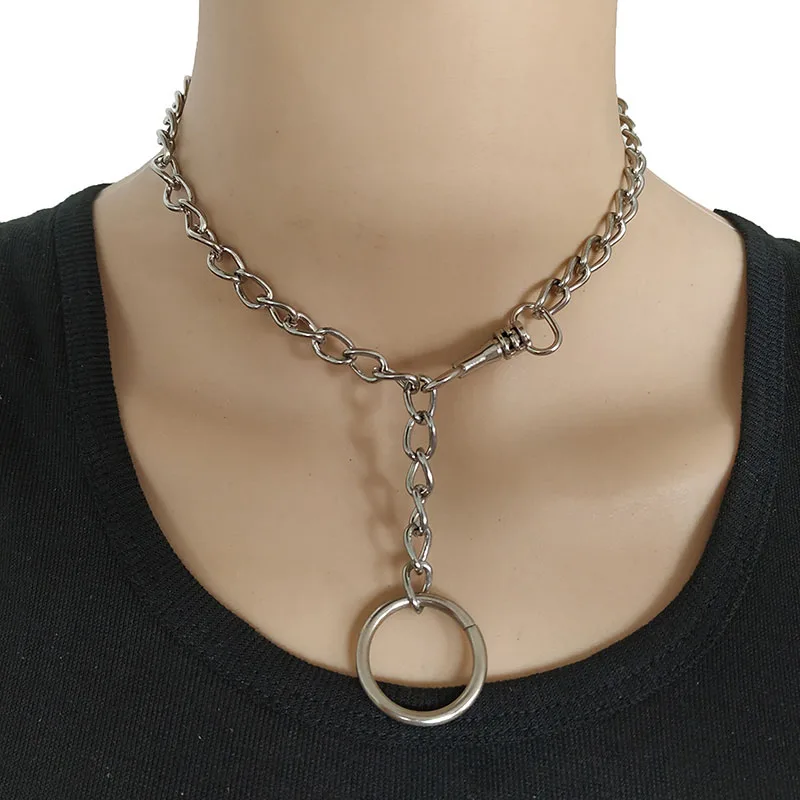 Винтажное ожерелье в стиле панк с цепочкой для женщин 2019 Новый Серебряный