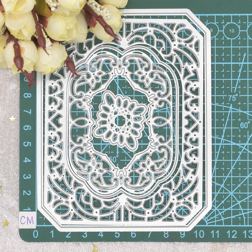 Rectangle Lace Hollow Frame Metal Cutting Dies for Scrapbooking Album Paper Gift Card Making
