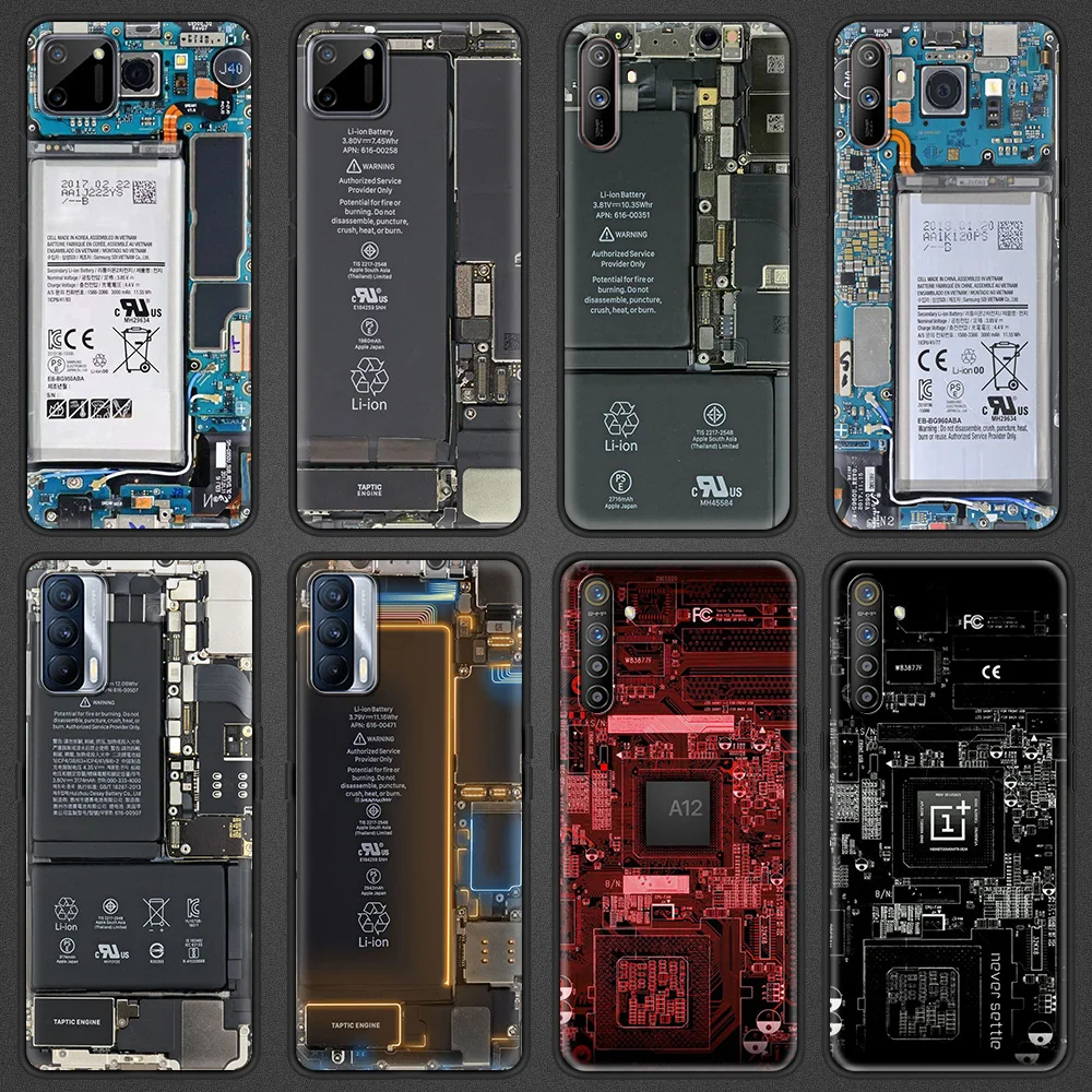 

Circuit Board Soft Phone Cover Case for Realme C3 C11 C15 5 6 7 7i 8 Pro X7 X50 XT Pro GT Neo V15 5G Luxury Shell