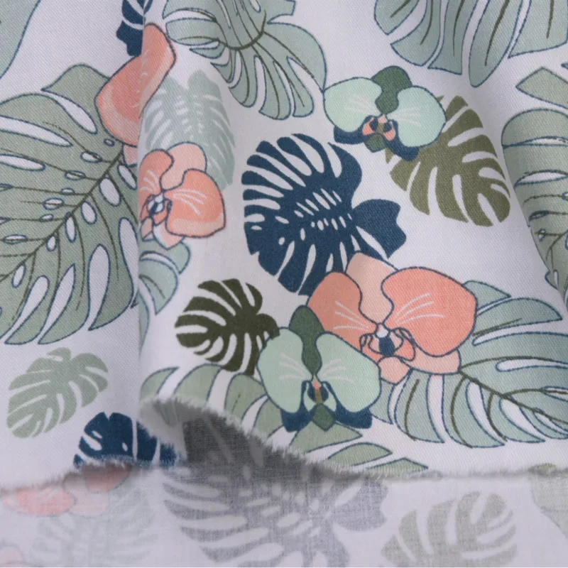 Ткань из хлопка с принтом зеленых листьев ткань для пэчворка шитья стеганая