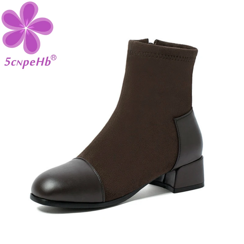 

Women's Ankle Boots Winter Warm Shoes Bootee Girls Luxury Designer Zipper Booties Ladies Autumn Fashion Black Med Campus Style