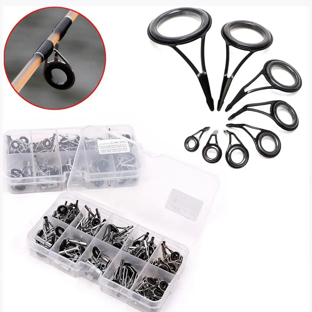 80Pcs Fishing Rod Guide Rings Oval Eyes Guides Line Set Top Eye Repair Kit | Спорт и развлечения