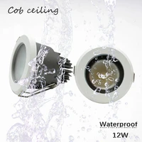 embedded led waterproof ip65 cob ceiling 12w ac85 265v bathroom kitchen hotel shower room led downlight