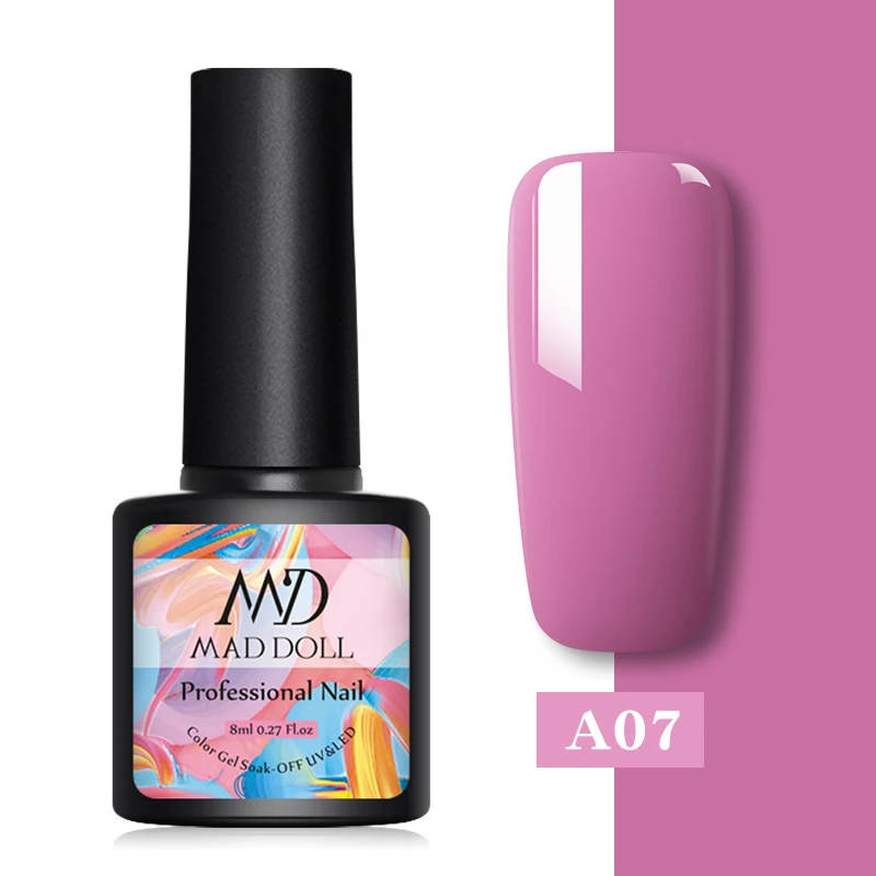 A07 MAD DOLL, Термальный гель для ногтей, меняющий цвет, блестки, отмачиваются, УФ-гель для ногтей, лак для ногтей, дизайн ногтей, сделай сам, украшение - Цвет: A07