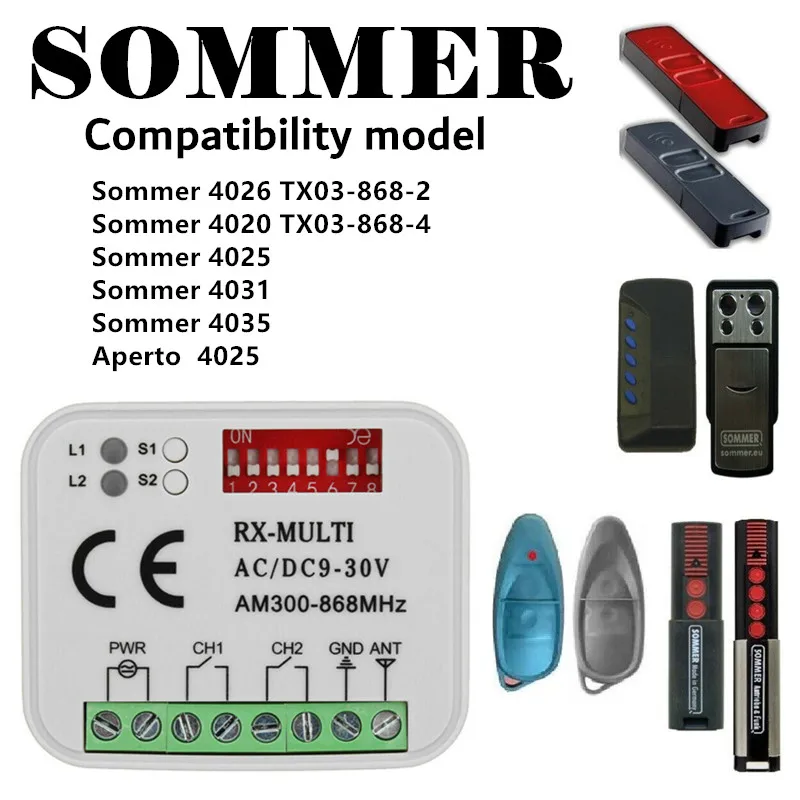 

Совместимый приемник Sommer для замены 4796V000, 4796V001, 4754V001 868,8 МГц