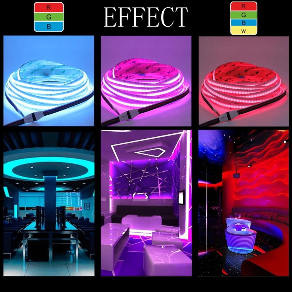 

5M RGB/RGBW/CCT COB FCOB LED Strip Soft Flexible Tape 840LEDs/m Colorful LED Lights For Indoor Decoration Hoom Lighting DC24V
