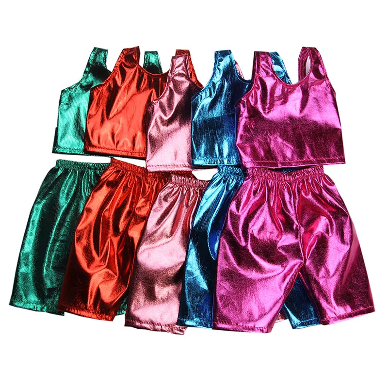 2 шт./компл. кожаный короткий рукав + штаны для 18 дюймов американская кукла девочка