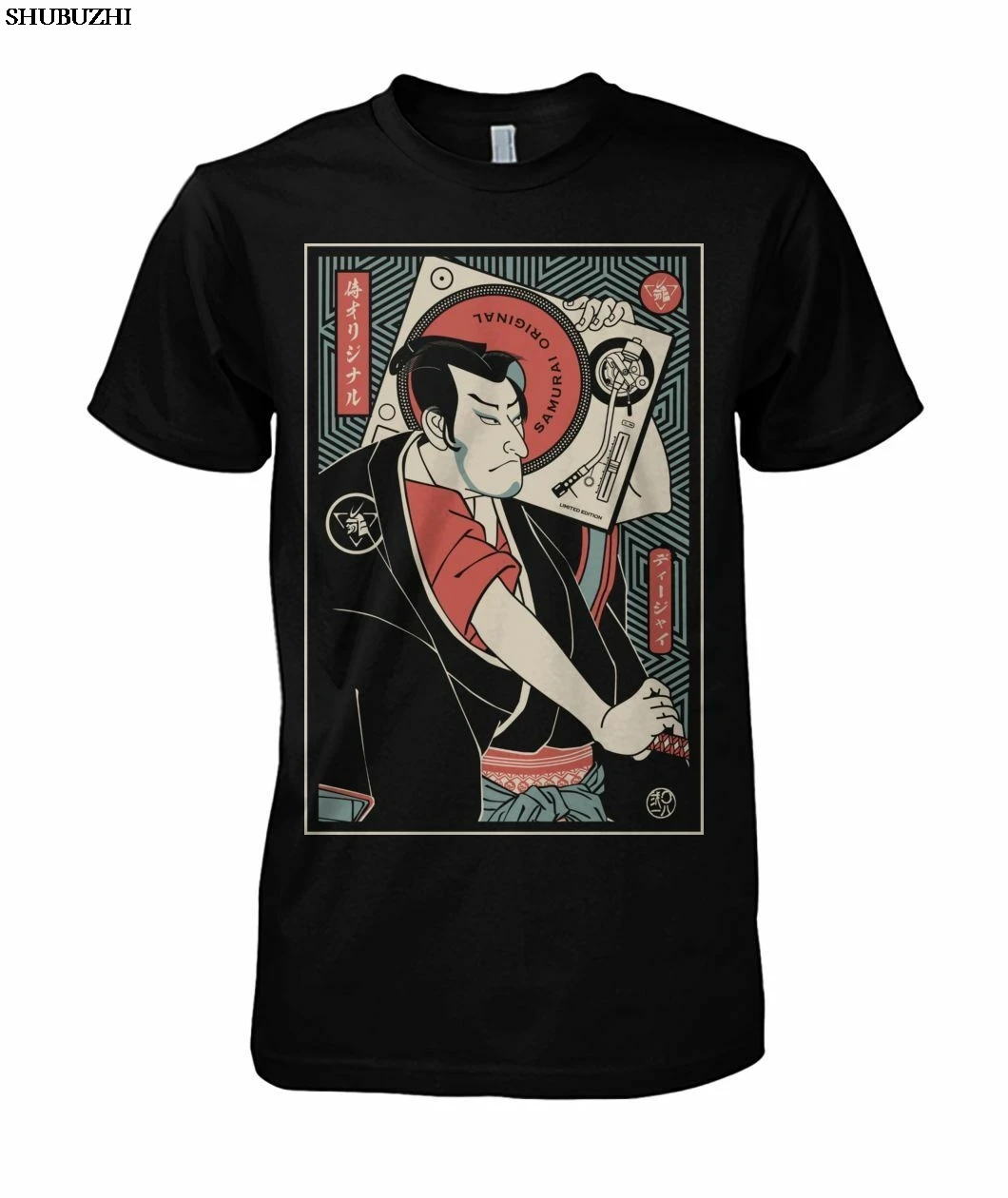 

Хлопковая модная оригинальная забавная черная футболка Dj Samurai, модная Мужская хлопковая футболка, Мужская брендовая футболка европейского ...