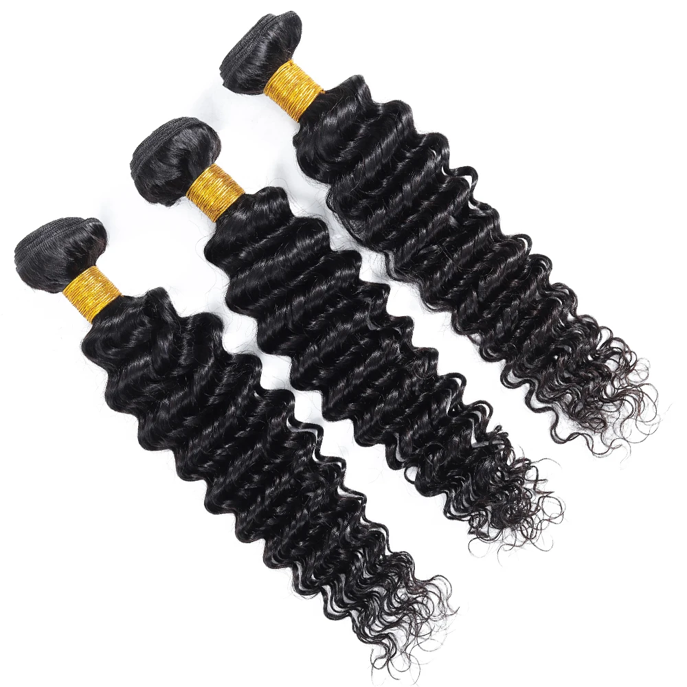 Пучки глубоких волн Малазийские Волос Плетение 100% человеческие волосы ткет не