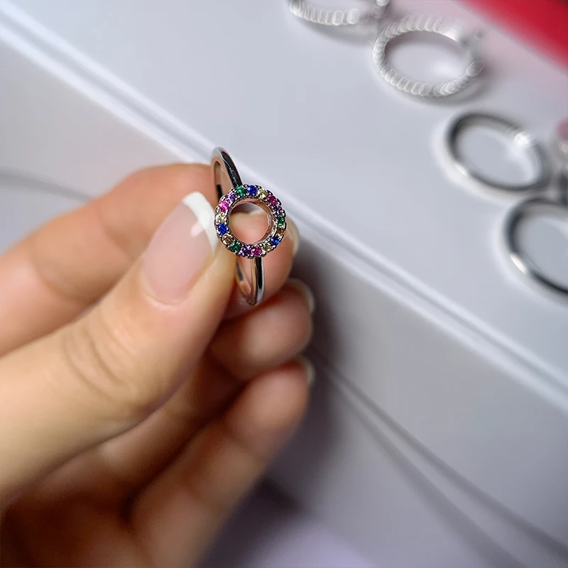 Женское серебряное кольцо PHOEBEJEWEL обручальные кольца с разноцветными Фианитами