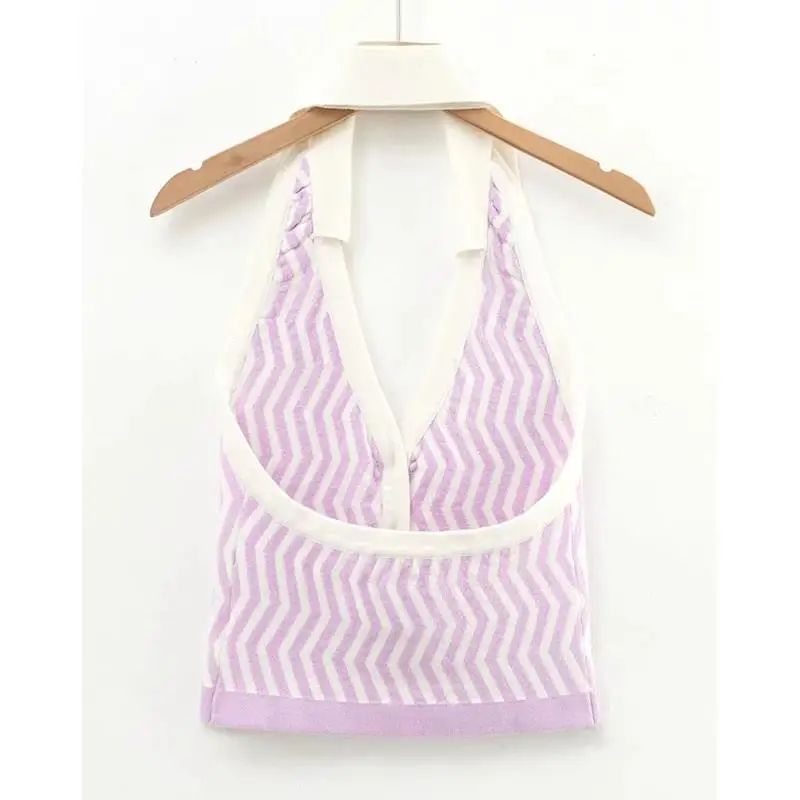 

Summer crop top women cute sexy tops striped vintage clothes tank tops for women halter top backless crop shirt punk button up