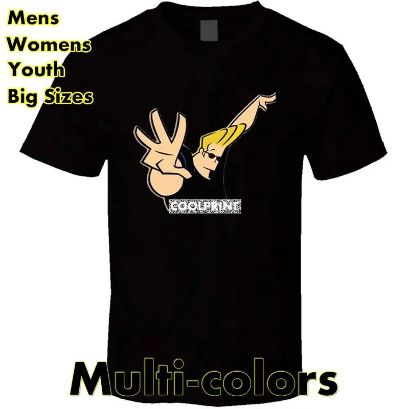 

Футболка с мультяшным персонажем Джонни Браво, черные футболки, большие размеры, мужские новые футболки, футболки с принтом