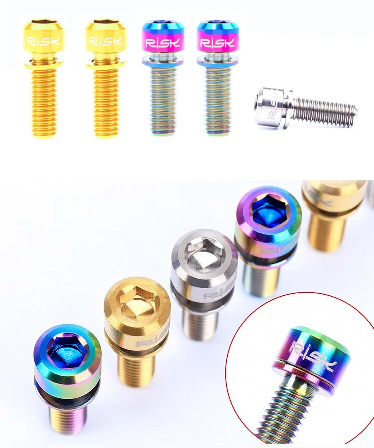 Риск 4 шт. M6x18mm M6x20mm титановый сплав дисковый тормоз горного велосипеда крепежные болты шурупы с шайбой для MTB велосипеда