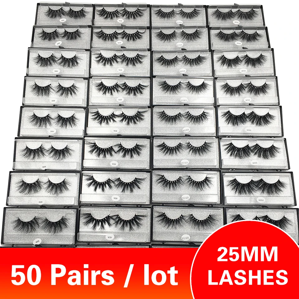 50 парт 25 мм ресницы оптом объемные норковые 29 стилей длинные мягкие