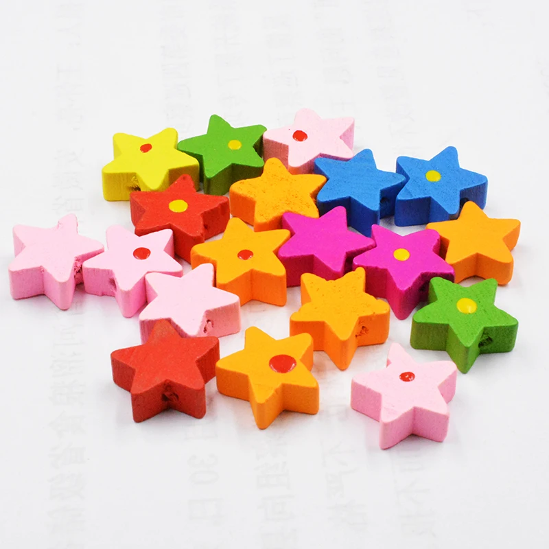 Деревянные бусины с пятиконечной звездой 15 мм 20 шт./лот плоским основанием другие