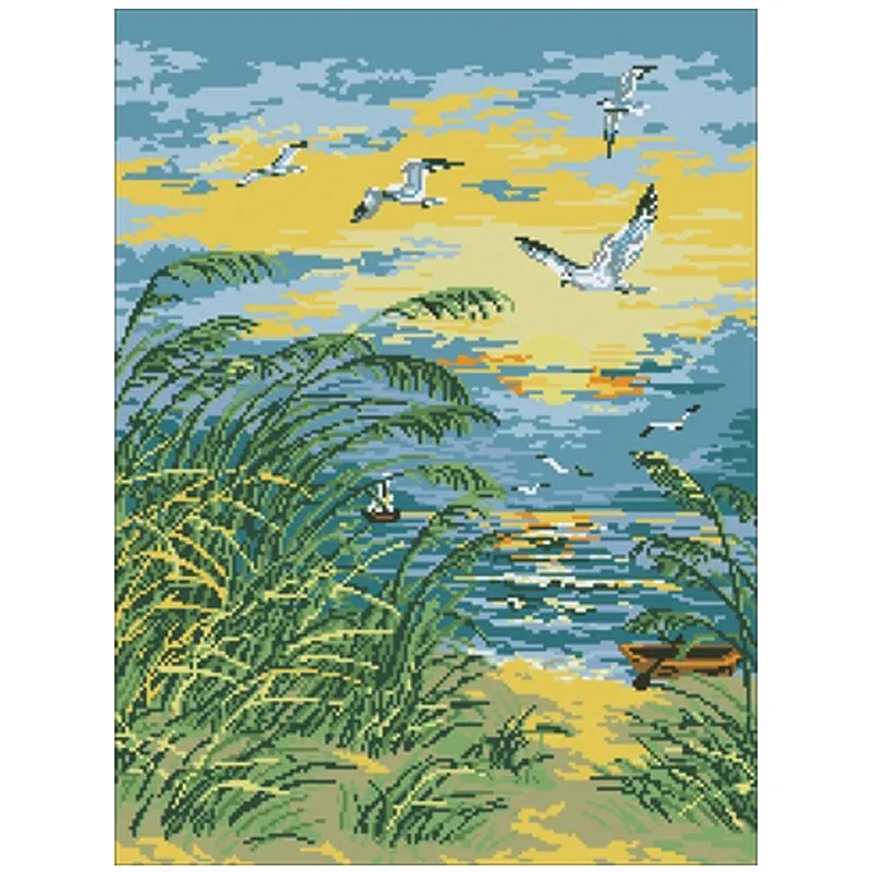 

Beach seagull patterns counted 11CT 14CT 18CT 28CT Cross Stitch Set DIY Cross-stitch Kits Embroidery Needlework Home Decor