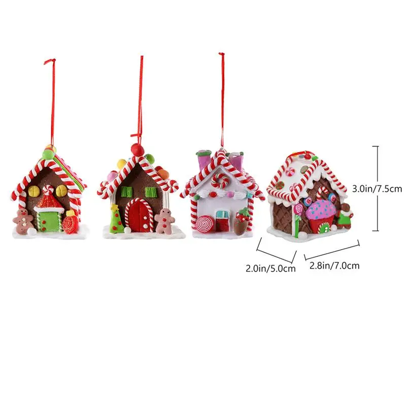 

4Pcs Christmas House Shaped Adornment Polymer Clay Crafts House Model Decoration