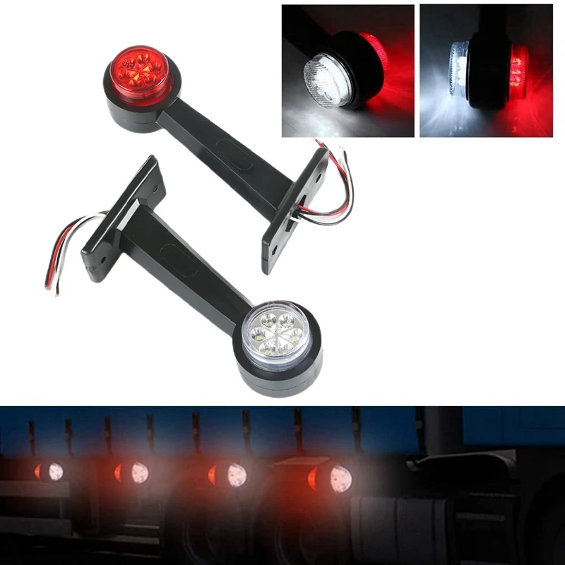 

2PCS Side Marker Lights Universal 12-30V Side Tail Light 12LED Elbow Outline Rear Lamp for Trailer Truck Lorry RV