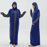 1 pieces muslim womens hooded abaya hijab dress kaftan plus size prayer djellaba femme islam clothing long khimar arabia turban