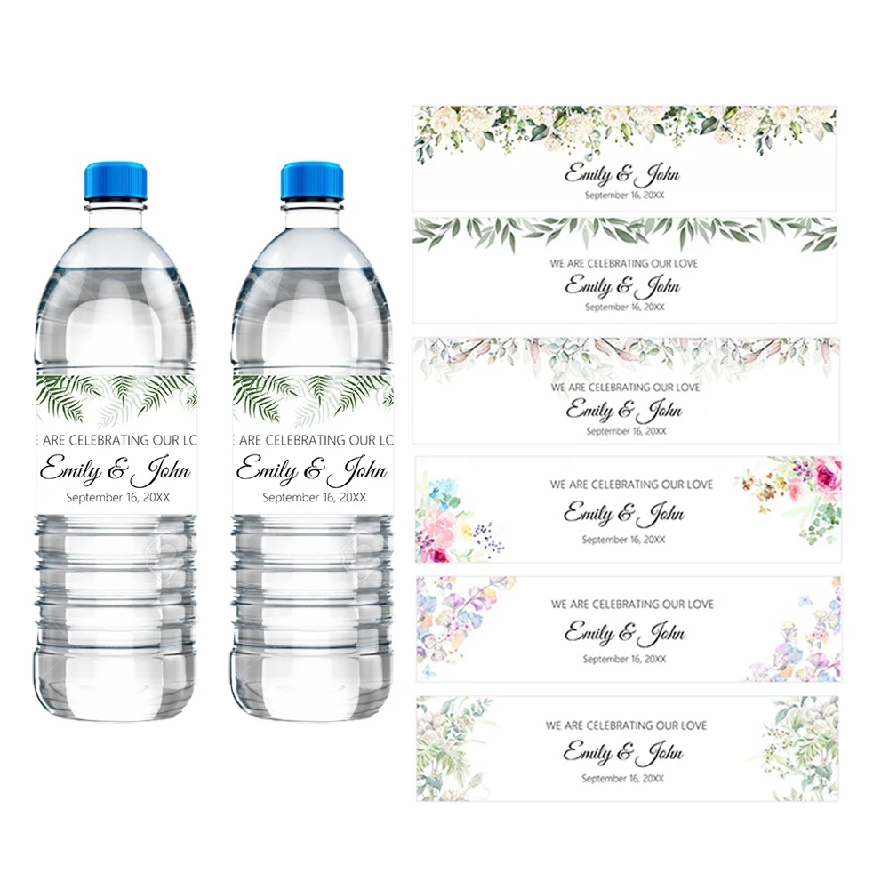 

30pcs Personalized Wedding Anniversary Bottle Labels Stickers Customized Name Text Water Bottle Sticker Birthday Party Decor