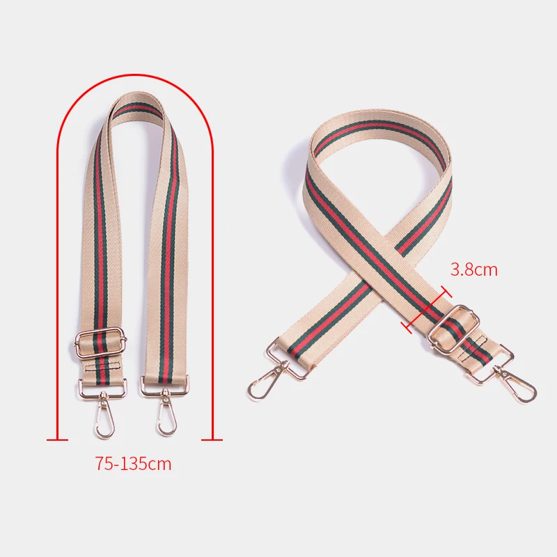 Ellovado New Style Striped Shoulder Bag Strap Bag Handles DIY Replacement Purse Handle for Handbag Belts Strap Bag Accessories