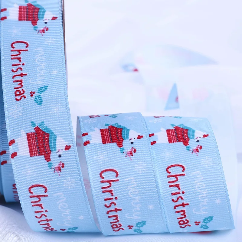 Рождественская лента шириной 25 мм сатиновые ленты с рисунком Санты и снеговика