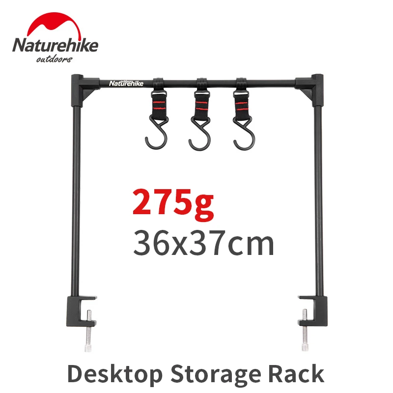 

Naturehike Camping Ultralight 275g Portable Storage Rack Outdoor BBQ Picnic Adjustable Aluminum Alloy Combination Hook Shelf