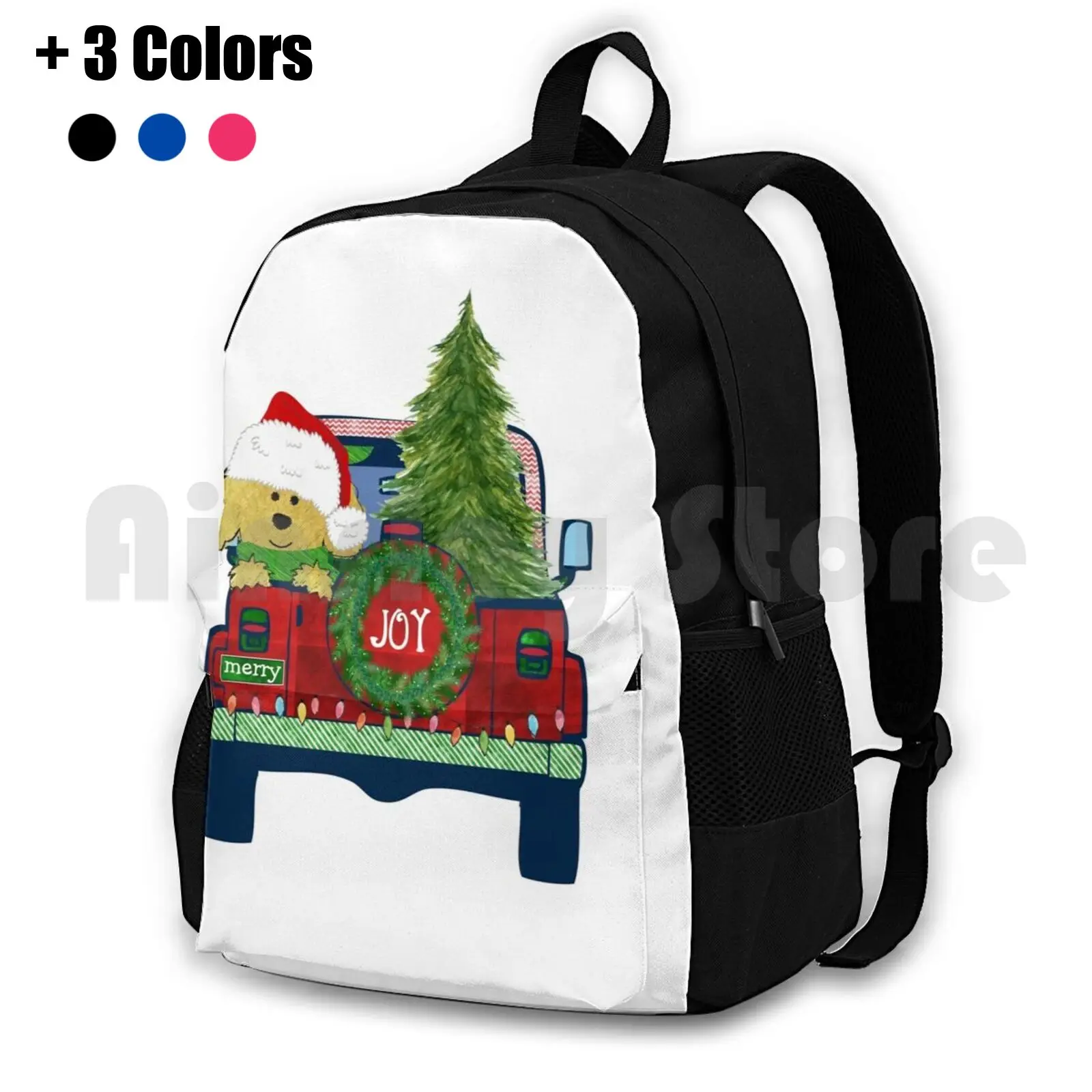 

Cute Christmas Bringing Home Tree Outdoor Hiking Backpack Waterproof Camping Travel Dog Dogs Dog Lover Christmas Funny Animals