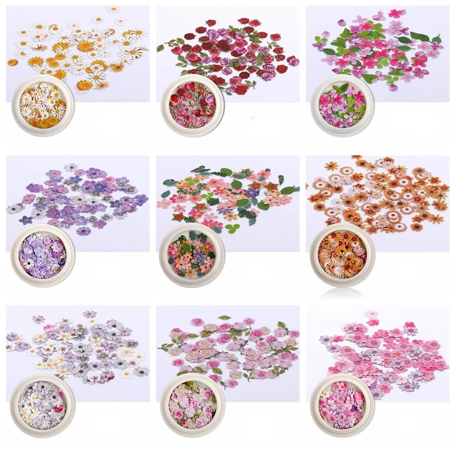 

Accessories Wood Pulp Flakes Daisy Flowers Designs Romantic Rose Nail Art Sequins Nail Paillettes Ultrathin Holographic