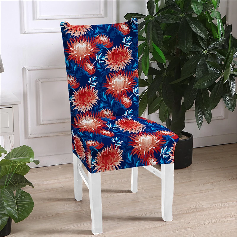 Spandex Elastic Dining Chair Covers Modern Removable Anti-dirty Printing Chairs Cover Kitchen Seat Case Stretch Seats Covering | Дом и сад