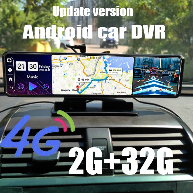 Видеорегистратор 4G на зеркало заднего вида 12 дюймов Android 8 1