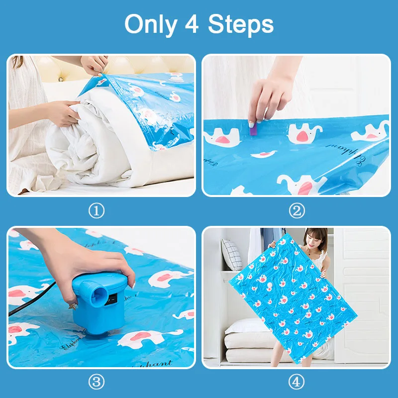 

Reusable Vacuum Storage Bag Home Organizer for Bedding Clothes Quilt Travel Seal Compressed Space Saving Bags Closet Organizer