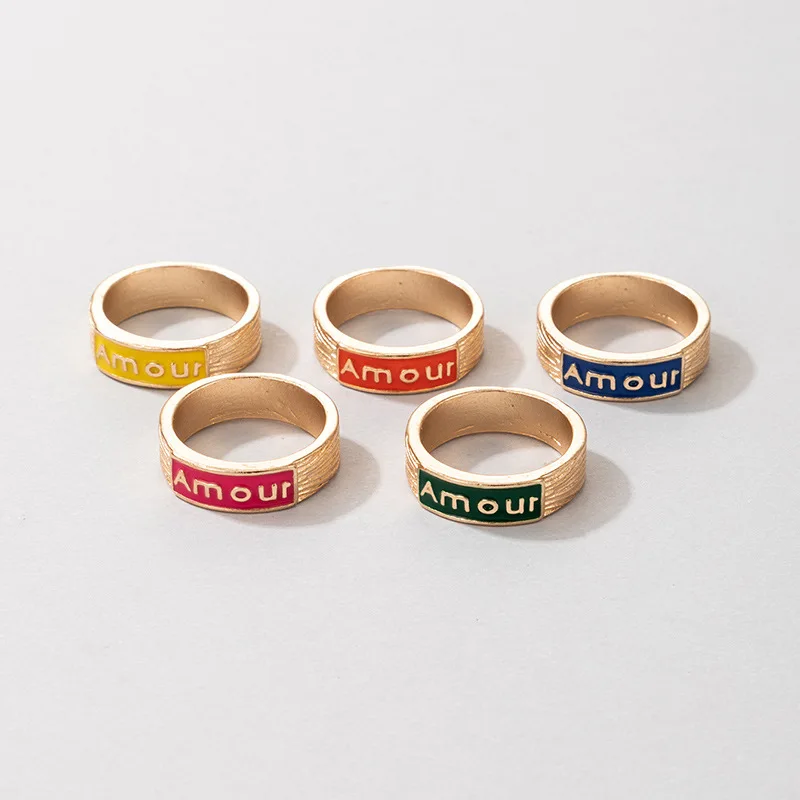 

5Pcs/Set Fashion Rings For Women Color Ring Paired Things Hip Hop Jewelry Gift To Girlfriend Holiday Gifts Rings 2021 Trend
